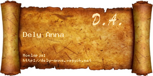 Dely Anna névjegykártya